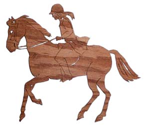 wood craft girl on horse